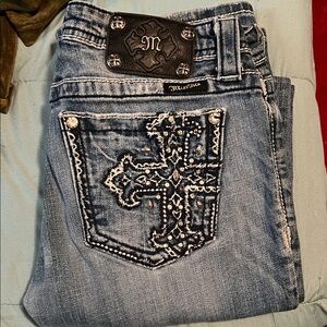Miss Me Women's Boot Cut Jeans with Cross Embellishment